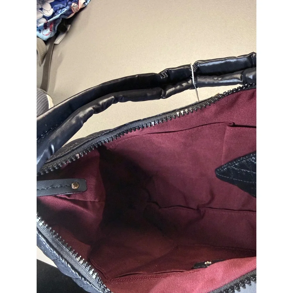 HeartLove by Charo Black Quilted Puffer Hobo Bag‎ Recycled Vegan Leather NWT